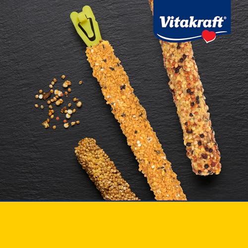 Vitakraft Crunch Sticks Parakeet Treat - Triple-Baked Millet Parakeet Treats with Natural Wood Center - Crunchy & Nutritious Bird Treat Sticks for