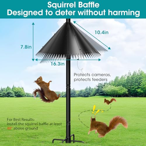 108 Inch Bird Feeder Pole Squirrel Proof, Heavy Duty Bird House Pole, Adjustable Bird Feeder Stand with 5 Shepherds Hooks, 2 Mental Trays