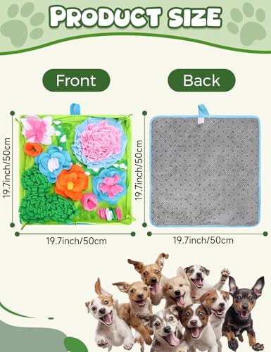 Snuffle Mat for Dogs, Slow Feeding Game Interactive Puzzle Dog Food Mat,Encourage Natural Foraging Skill-Dog Snuffle Mat 19.7''x19.7''Easy to Clean