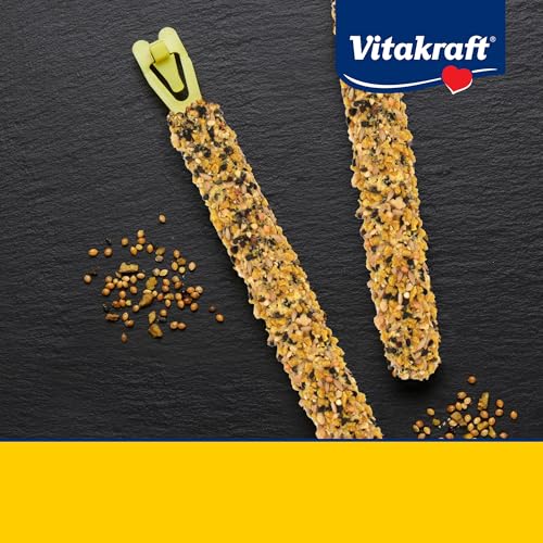 Vitakraft Crunch Sticks Parakeet Treats Egg and Honey Flavor 2 Pack - Long Lasting Seed Stick with Natural Wood Center Clip Holder and Nutritious