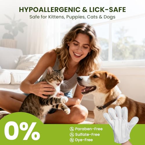 36PCS Hypoallergenic Pet Glove Wipes for Dogs & Cats - Quick Clean & Deodorizing Between Baths & Travel | Dog Washing Wipes for Fur, Butt, Paws, Eyes
