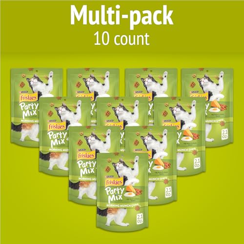 Purina Friskies Party Mix Morning Munch Crunch Cat Treats - (Pack of 10) 2.1 oz. Pouches