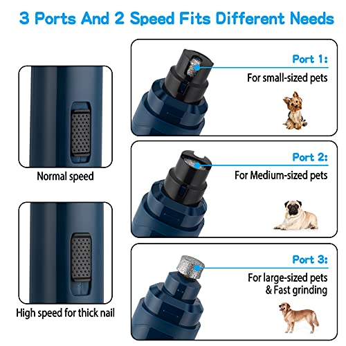 Casfuy Dog Nail Grinder Upgraded - Professional 2-Speed Whisper-Quiet Electric Pet Nail Trimmer Painless Paws Grooming & Smoothing for Small Medium