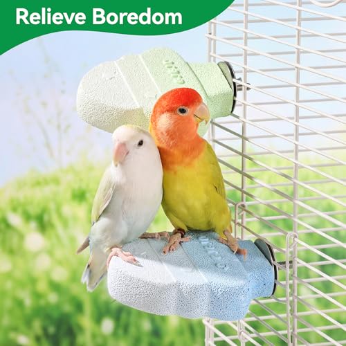 2 Pack Bird Beak Grinding Stone, Parrot Perch for Cage Volcanic Rock Mineral Bird Perch, Parrot Cage Accessories for Parakeets Budgies Cockatiels