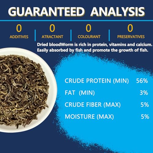 JADINGSFRAM Blood Worms Fish Food 3.5 oz, Freeze Dried Bloodworms for Fish, Bloodworms Fish Food for Freshwater Saltwater Tropical Fish Betta Cichlid