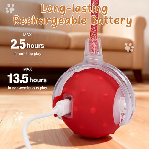 Interactive Cat Ball Toy, Chirping Motion Activated Electric Rechargeable Cat Toy with 2 Replaceable Tails, Self Play Hunting Rolling Indoor Cat Toys