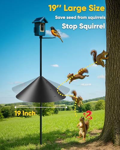 19 Inch Metal Squirrel Baffle for Bird Feeder Pole, Squirrel Proof Bird Feeders for Outdoors Hanging Cover for Rain Guard, Rust Proof Chew Proof