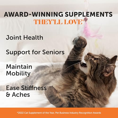 Cat Hip + Joint Health Chews – Crunchy & Creamy Cat Joint Support Supplement - Glucosamine, Chondroitin & Omega-3s – Supports Mobility, Flexibility