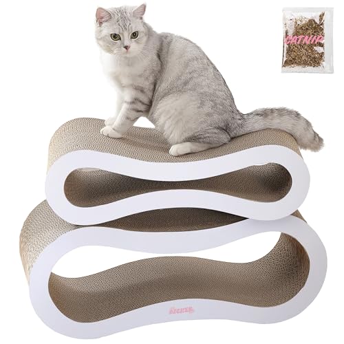 CSR1014B Suvi 26" Modern Cardboard Infinity 2-in-1 Lounge Bed Cat Scratcher with Catnip, Cloud