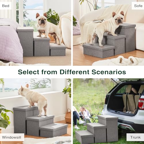 Love's cabin Dog Stairs for High Bed 18" H, Foldable Pet Stairs for Small Medium or Large Dogs Puppy with Storage for Bed or Couch, Cat Dog Steps
