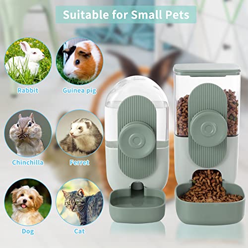 Lemtrflo Hanging Automatic Food and Water Dispenser, Gravity Rabbit Feeder Set, Cage Cat and Bunny Food Bowl (Cage Grid Spacing Over 1.2'')