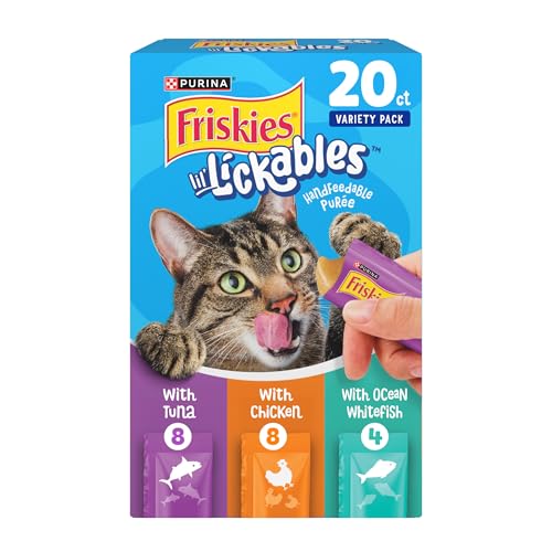 Purina Friskies Lil’ Lickables with Chicken, with Tuna or with Ocean Whitefish Variety Pack Lickable Cat Treats  - 10 oz. (Pack of 20)