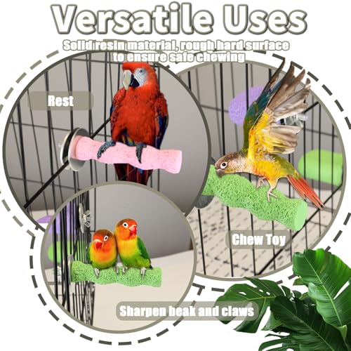 4PCS Bird Beak Grinding Stone,Cage Accessories for Parakeets,Bird Parrot Cage Perch, Stand Platform Foot Claws Trimmer Chewing Toys for Budgies