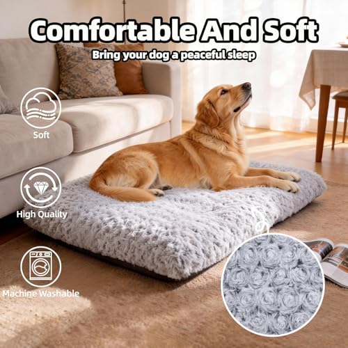 Dog Beds Large Sized Dog, Washable Durable Pet Bed, Deluxe Plush Soft & Comfortable Dog Crate Bed Pad for Large, Jumbo, Medium, Small Dogs Breeds