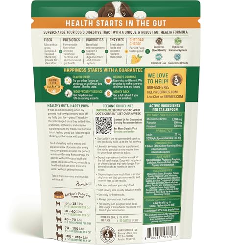 Perfect Poop Digestion & General Health Supplement for Dogs: Fiber, Prebiotics, Probiotics & Enzymes Relieve Digestive Conditions, Optimize Stool