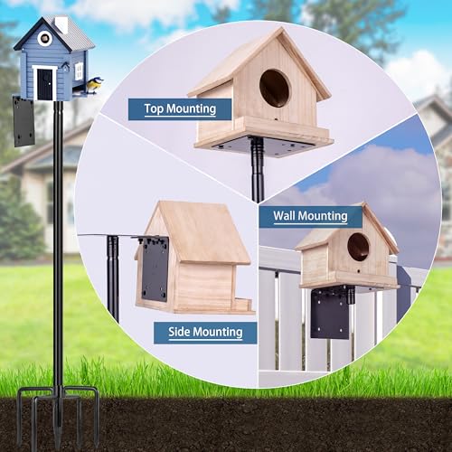 Ottsuls Bird Feeder Pole, 109 Inch Heavy Duty Bird House Pole Kit for Outdoors, with 5-Prong Base Feeding Station for Wild Birds Watching, Adjustable