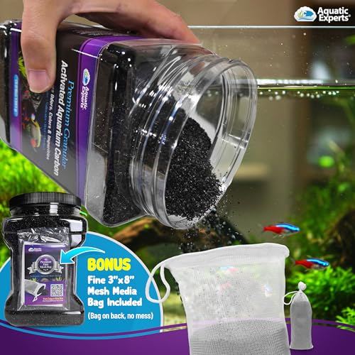 Premium Activated Carbon, Aquarium Carbon for Fish Tank Filter, Aquarium Filter Media, Granulated Charcoal for Fish Tanks, Activated Charcoal Bulk (3