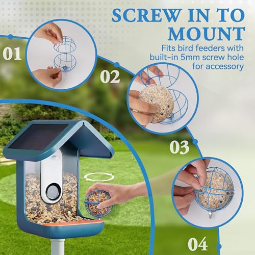 Metal Suet Ball Holder for Bird Buddy Smart Feeders & Others with 5mm Screw Hole for Accessory, Compatible with BirdBuddy Feeders, Durable Add-on