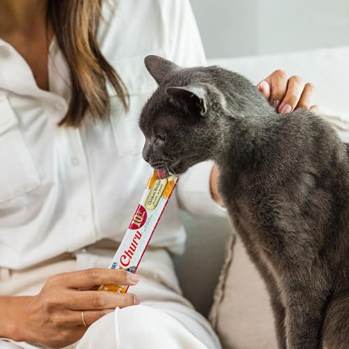 INABA Churu for Senior 10+, Creamy Lickable Cat Treats with Taurine, Vitamin E & C, 0.5 Ounces Each, 20 Tubes, Chicken Variety