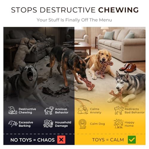 Kseroo 3-Pack Indestructible Dog Chew Toys for Aggressive Chewers: Bacon Flavored Rock-Hard Solid Nylon, Tough Dog Bones for Medium/Large Dogs