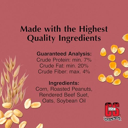 C&S Peanut Suet Nuggets, Outdoor Wild Bird Food for Nuthatches, Woodpeckers and Chickadees, 27 Ounces
