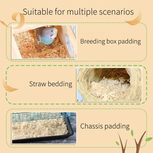 MANON ROSA Wood Shavings for Bird Bedding - Natural Aspen Soft Low-Dust & Odor-Control Nesting Material for Parakeets Parrots Rabbits Cockatiel for