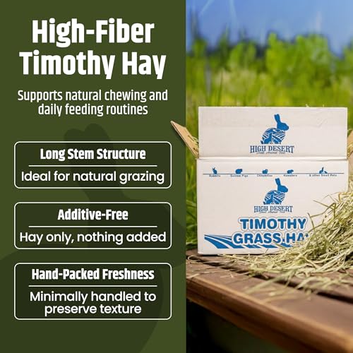 High Desert 2nd Cutting Timothy Hay for Rabbits, Guinea Pigs, Chinchillas and Small Pets, Soft Leafy for Daily Feeding and Digestive Health, Natural