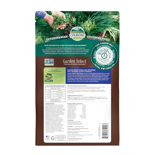 Oxbow Garden Select Rabbit Food, Adult Rabbit, Made with Oxbow Timothy Hay, Vitamin & Mineral Rich Pet Food Pellets, Bunny Supplies, Made in USA