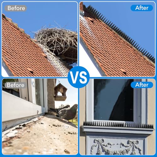 BORHOOD Bird Spikes, 20 Pack Pigeon Deterrent for Small Birds Raccoon Cats Defender for Outside to Keep Squirrel Away, Plastic Fence Spike for