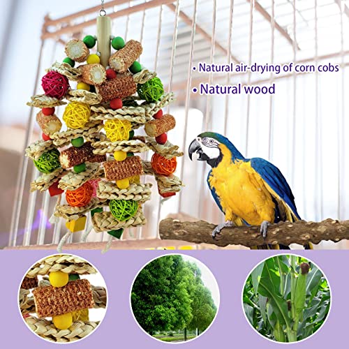 Parrot Toys, Natural Corncob Bird Chew Toys for Small and Medium Macaws, African Grey Parrots,  Parrots Bird Cage