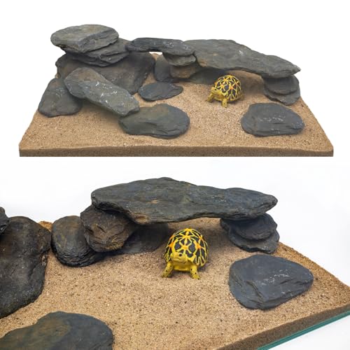 Aquarium Stone Natural Slate Stream Turtle Tank Rocks 3-7 inches Fish Rock for Aquarium Aquascaping Shrimp Tanks Amphibian Enclosures Paludarium-5lb