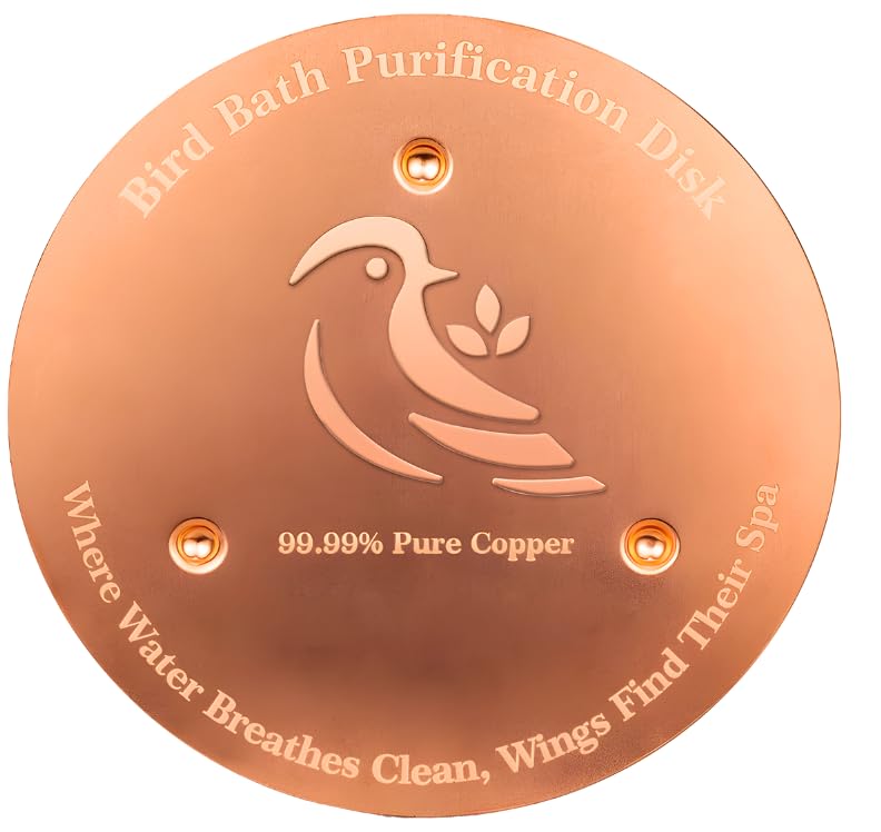 Bird Bath Copper Disk, Premium 0.6mm Sturdy 99.99% Pure Copper Disk for Bird Baths,Triple-Point Support Ensures Clean Water Year-Round, Compatible