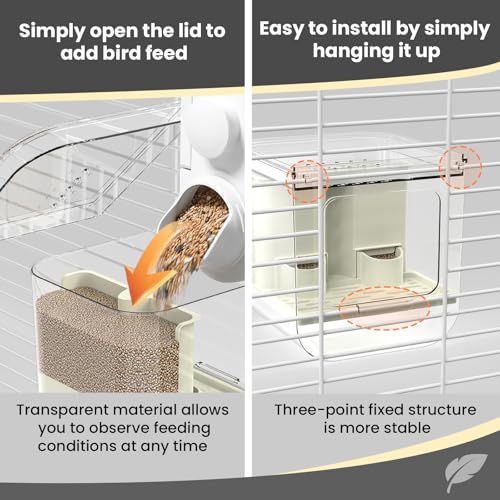 No Mess Automatic Bird Feeder,Multifunctional Parrot Seed Feeders,Transparent Seed Food Container,Bird Cage Accessories for Canaries Budgies
