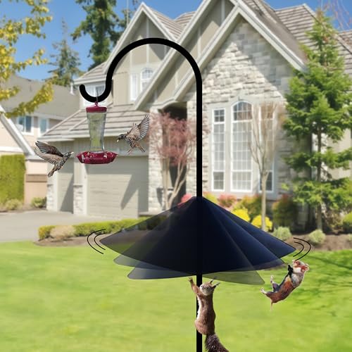 Squirrel Baffle for Bird Feeder Pole - 19 Inch for Shepherd’s Hook, Squirrel Proof Cone (1 Pack, Black)
