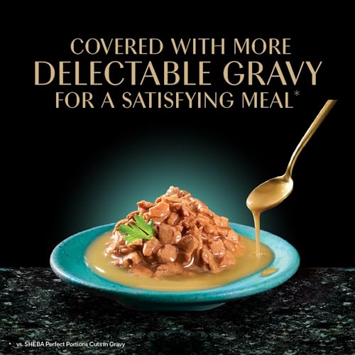 Sheba Gravy Indulgence Adult Wet Cat Food Beef and Chicken Entree in Extra Gravy Variety Pack, 2.6 oz. Twin-Pack Trays (12 Count, 24 Servings) (Pack