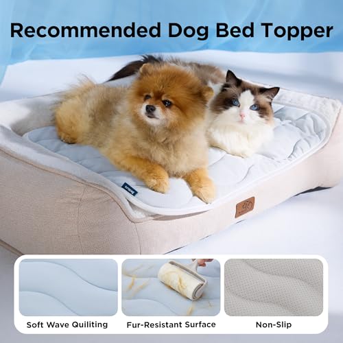 Bedsure Cooling Mat for Large Dogs - Q-Max>0.4 Thin Breathable Cooling Crate Pad Indoor for Pet with Chill Cool Fiber as Cooling Topper，Portable