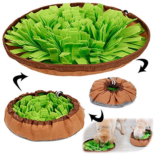 AWOOF Pet Snuffle Mat for Dogs, Interactive Feed Game for Boredom, Encourages Natural Foraging Skills for Cats Dogs Bowl Travel Use, Dog Treat