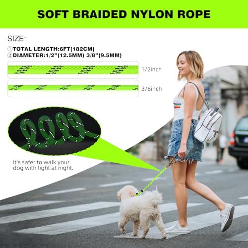 lynxking Slip Lead Dog Leash Reflective, Heavy Duty Comfortable Strong Rope for Large Medium Small Dogs No Pull Pet Training (Light Green, Large