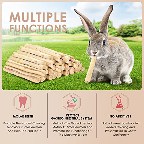 Bissap 700g/1.5Ib Sweet Bamboo Chew Sticks for Rabbits, Bunny Chewing Sticks for Rabbits Hamster Chinchilla Guinea Pigs Rabbit Small Animals Natural