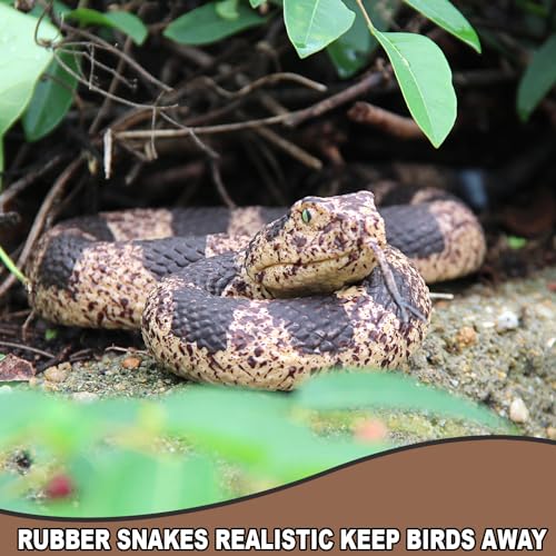 Upitry Rubber Snakes Fake Snake Rattlesnake - Realistic Keep Birds Away - Prank Life Size Toy That Look Real - Garden Plastic Scare Birds - Christmas