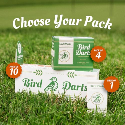 Premium Bamboo Wood Golf Tees, 18/72/180 Units (Packs of 18), 2 ¾ Golf Tees in Cigarette-Style Packaging, Durable, Biodegradable, Golf Tees Wood for