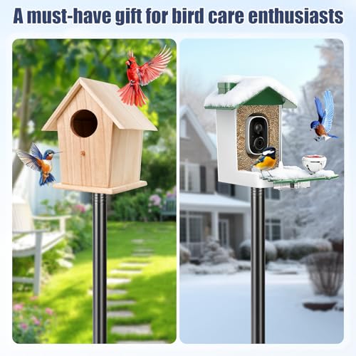 Smart Bird Feeder Pole Stand, 79 Inch Heavy Duty Bird House Pole for Outdoors Adjustable Mounting Pole for Smart Bird Feeder with 1 Inch Dia Bird