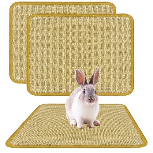 DYAUS Rabbit Scratching Pad, Sisal Bunny Scratch Pad, Natural Rabbit Foraging Mats for Cages, Indoor Bunny Toys Accessories for Bedding Biting