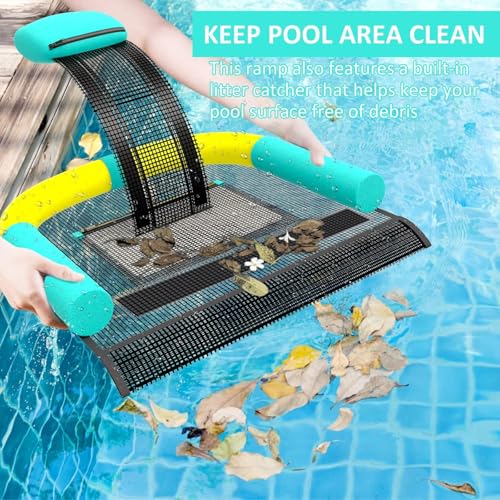 Poolvio Animal Saving Escape Ramp for Pool, Save Critters in Swimming Pool Device Handy, Pool Accessories in Floating Ramp Rescues Saving Frogs