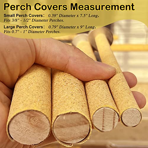 S&X Small Bird Perch Covers, Sand Perch Covers Sandpaper for Budgies, Canaries, Parakeets, Lovebirds and Other Small Birds, 6-Pack