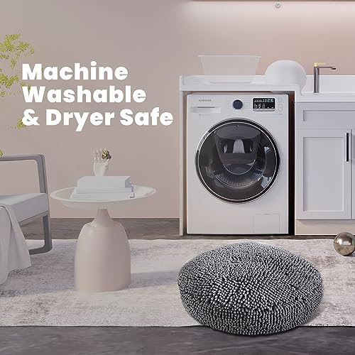 Muddy Mat® Cloud K-9 Dog Beds for Small Dogs & Cats, Soft & Relaxing Round Dog Bed, Chenille Material, Removable Cover, Washable & Dryer Safe – Grey