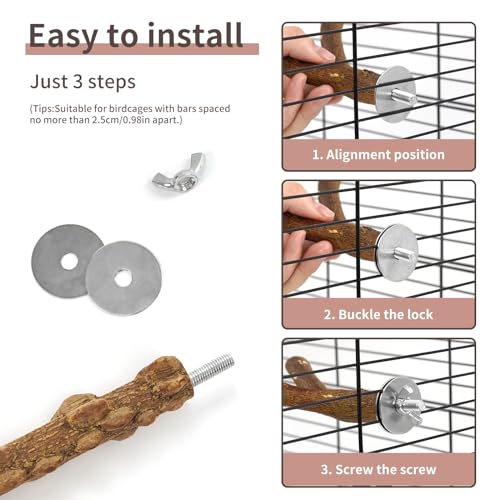 Bird Perches, 6pcs Natural Wood Birds Stand Branch, Bird Perch Chewing Stick Cage Accessories Parrot Climbing Standing Branches Paw Grinding Fork
