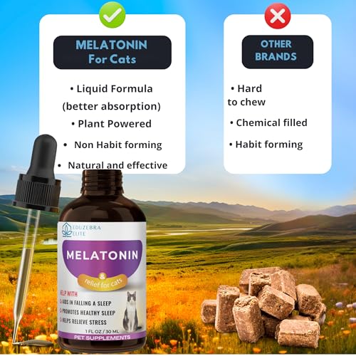 EDUZEBRA Cat Melatonin, Melatonin for Cats, Cat Sedative for Grooming, Cat Sleep Aid, Cat Calming Treats, Anxiety Relief for Cats, Support Restful