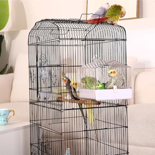 Colorday Bird Bath for Cage, Parrot Bath for Small to Medium Birds, Cockatiels, Parakeets, Budgie, Quaker, Conure, Lovebirds, Finches(6.7X6.7X7.74