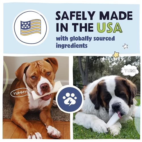 Pawstruck Large 5-6” Filled Dog Bones Variety Pack - Peanut Butter, Cheese & Bacon, Beef Flavors - Made in USA, Long Lasting Stuffed Femur Treat for